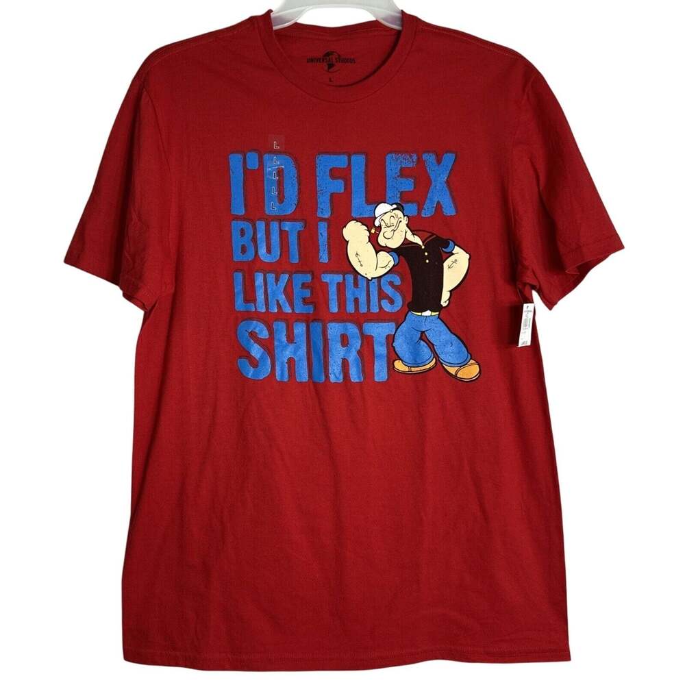 Universal Studios Popeye T-Shirt Mens Large Red Flex Funny Retro New Shirt Funny